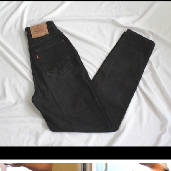 1999 VINTAGE LEVI’S 512 SLIM FIT STRAIGHT LEG HIGH WAISTED CREASED BLACK WASHED - Picture 5 of 16
